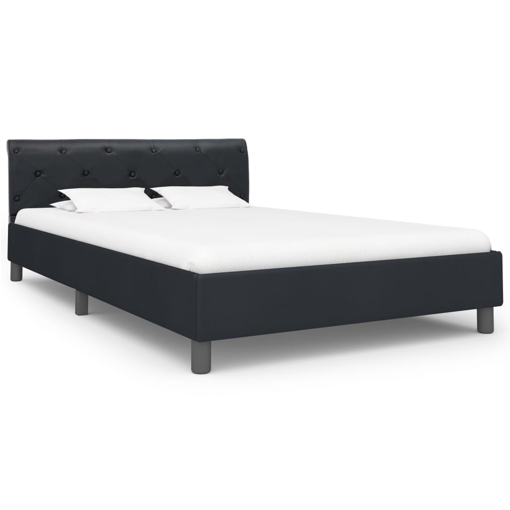 Estrutura de cama 120x200 cm couro artificial preto
