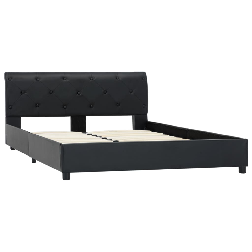 Estrutura de cama 120x200 cm couro artificial preto
