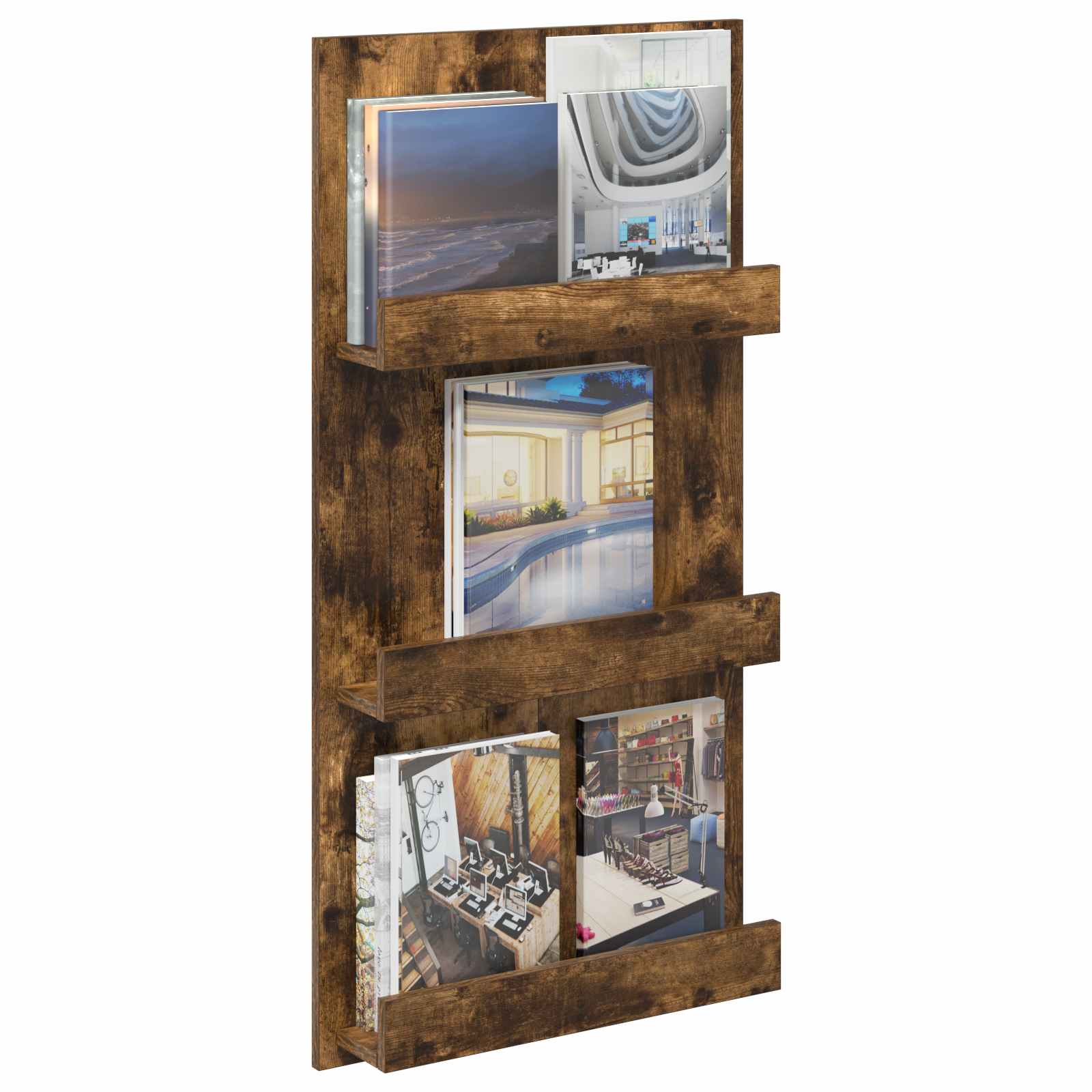 Estante de revistas carvalho defumado 51 x 11 x 102 cm