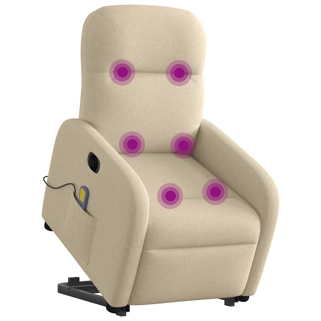 Poltrona elétrica elevatória massagens tecido creme