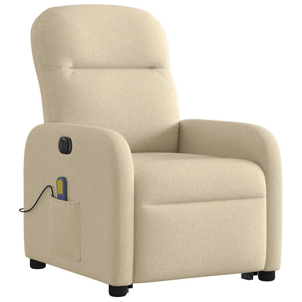 Poltrona elétrica elevatória massagens tecido creme