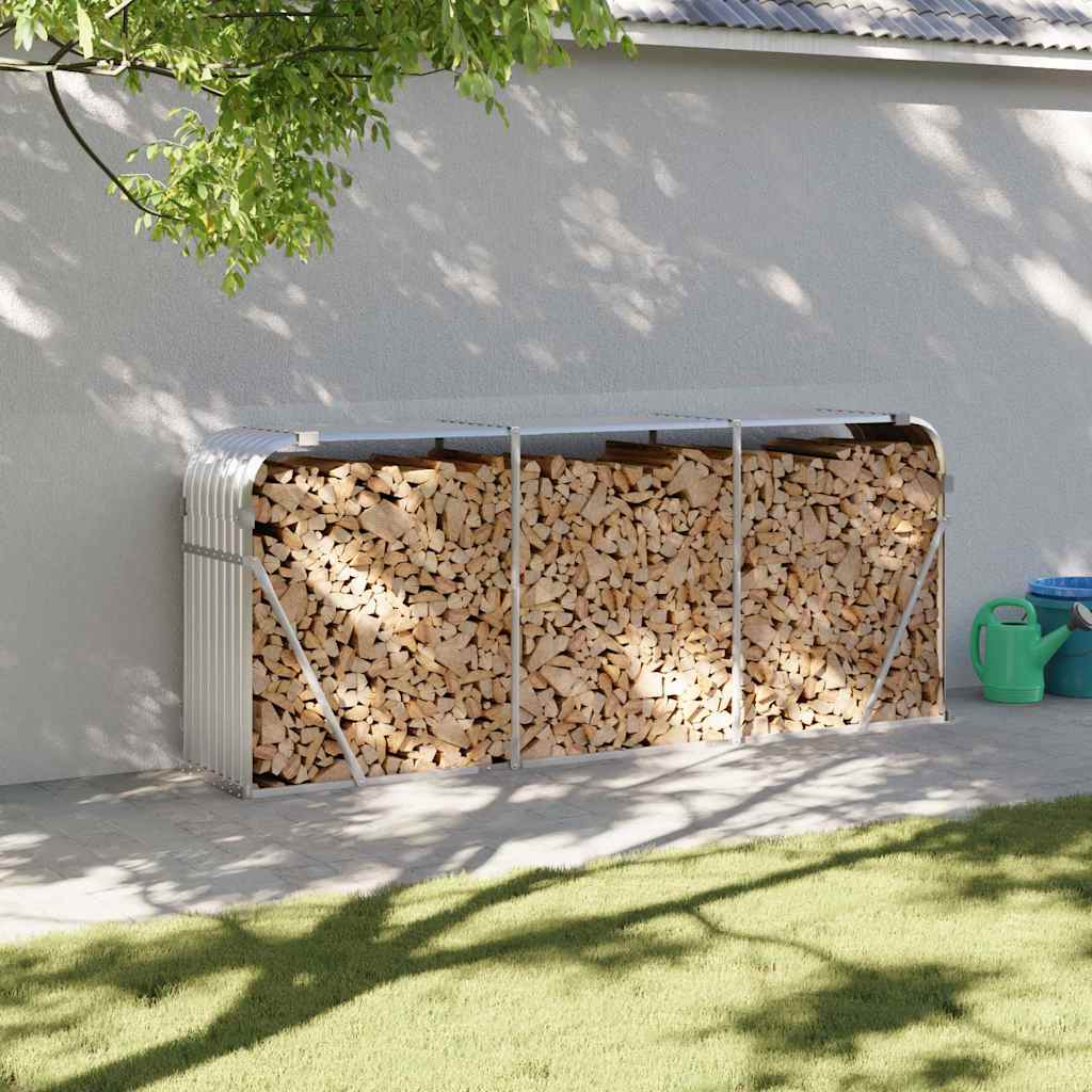 Suporte de lenha 234x45x100 cm aço galvanizado prateado