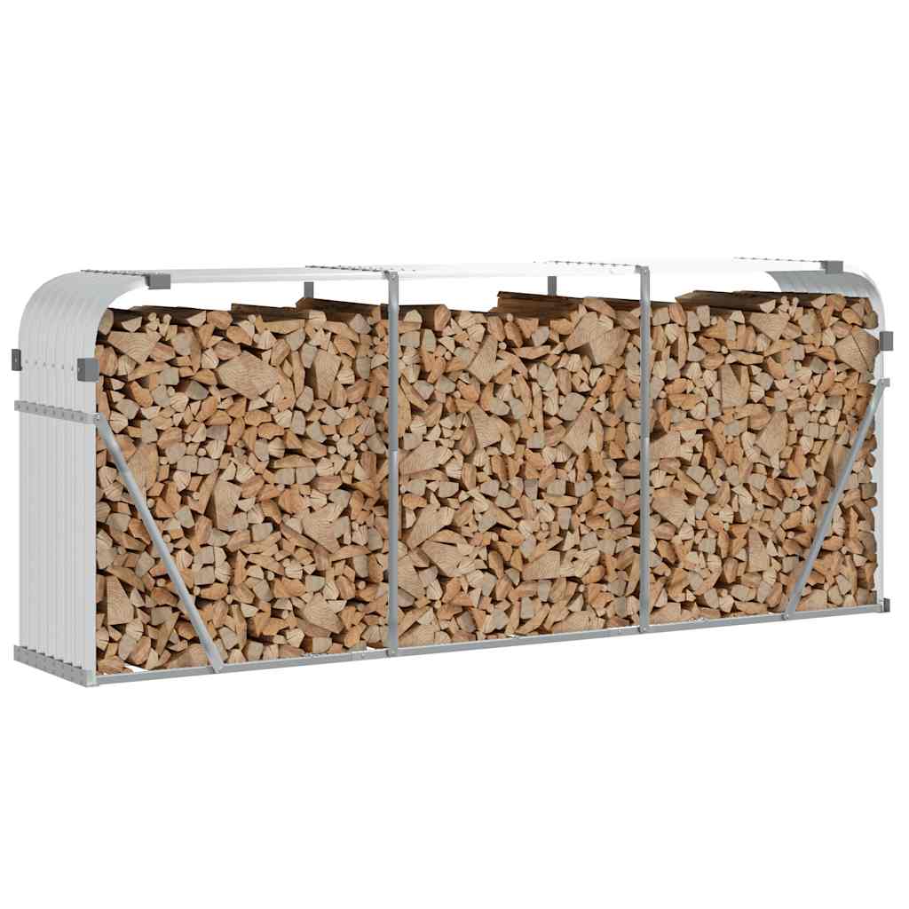 Suporte de lenha 234x45x100 cm aço galvanizado prateado