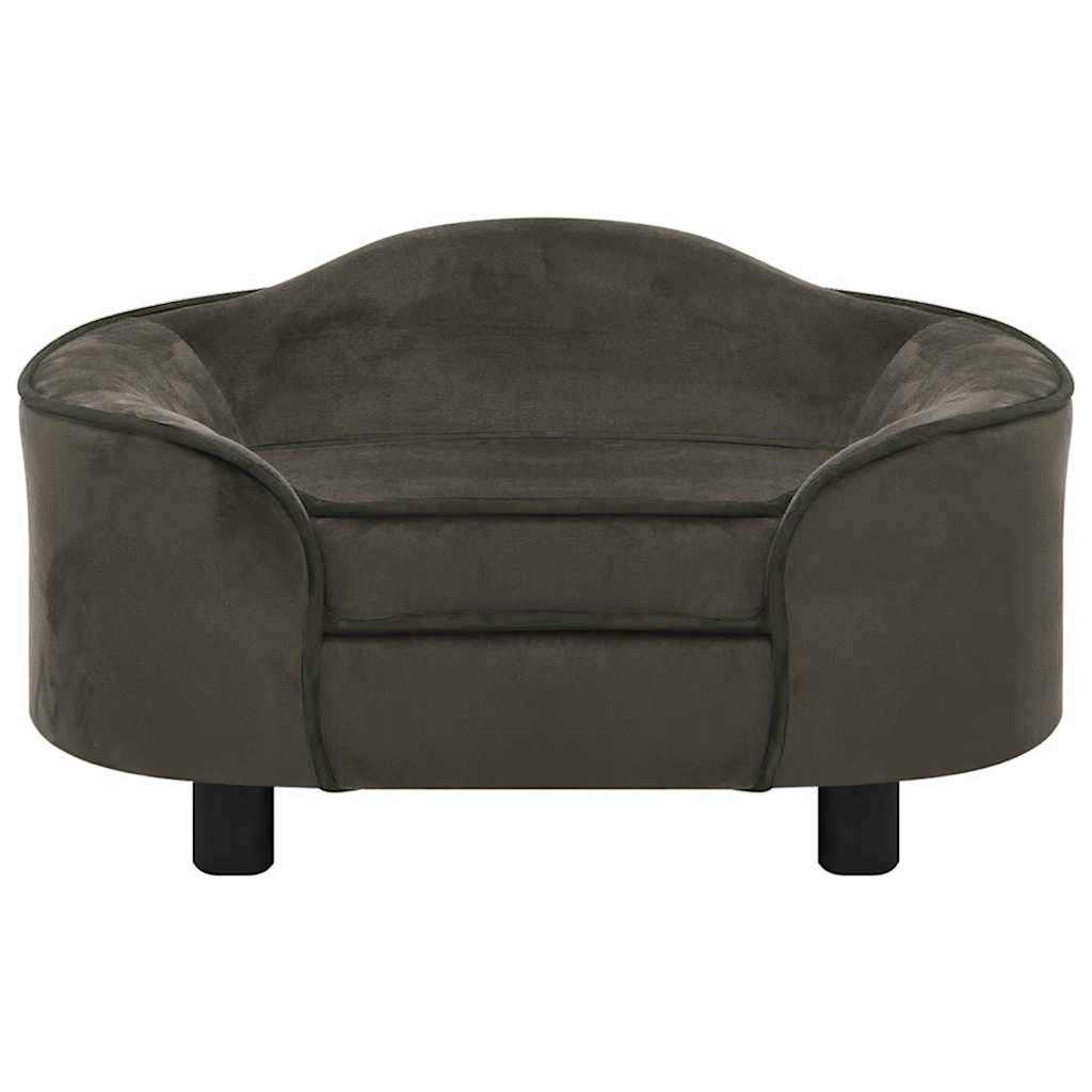Sofá para cães 67x47x36 cm pelúcia cinzento-escuro