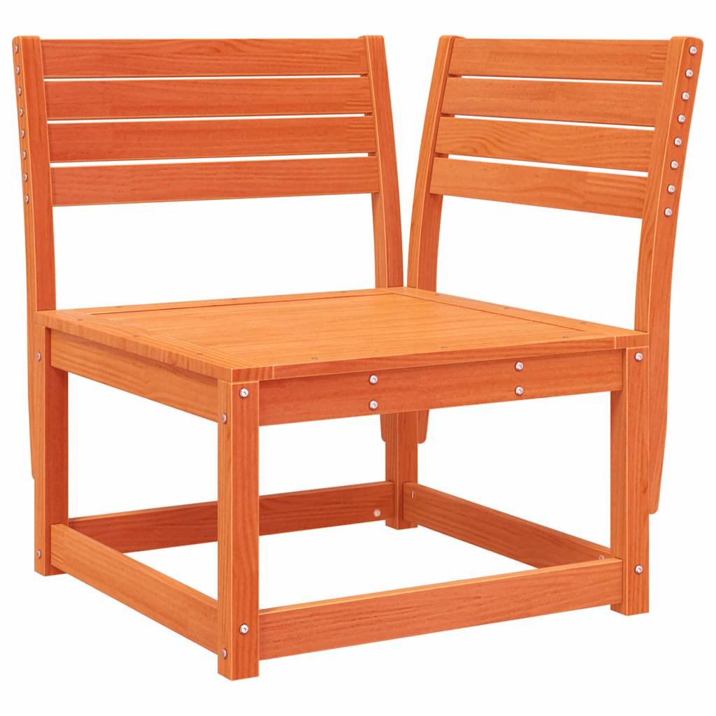 3 Pcs conjunto sofás de jardim madeira de pinho castanho cera