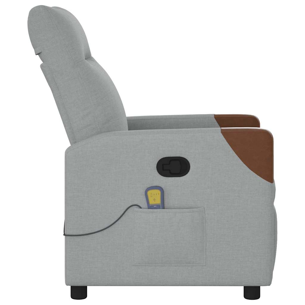 Poltrona de massagens reclinável tecido cinzento-claro