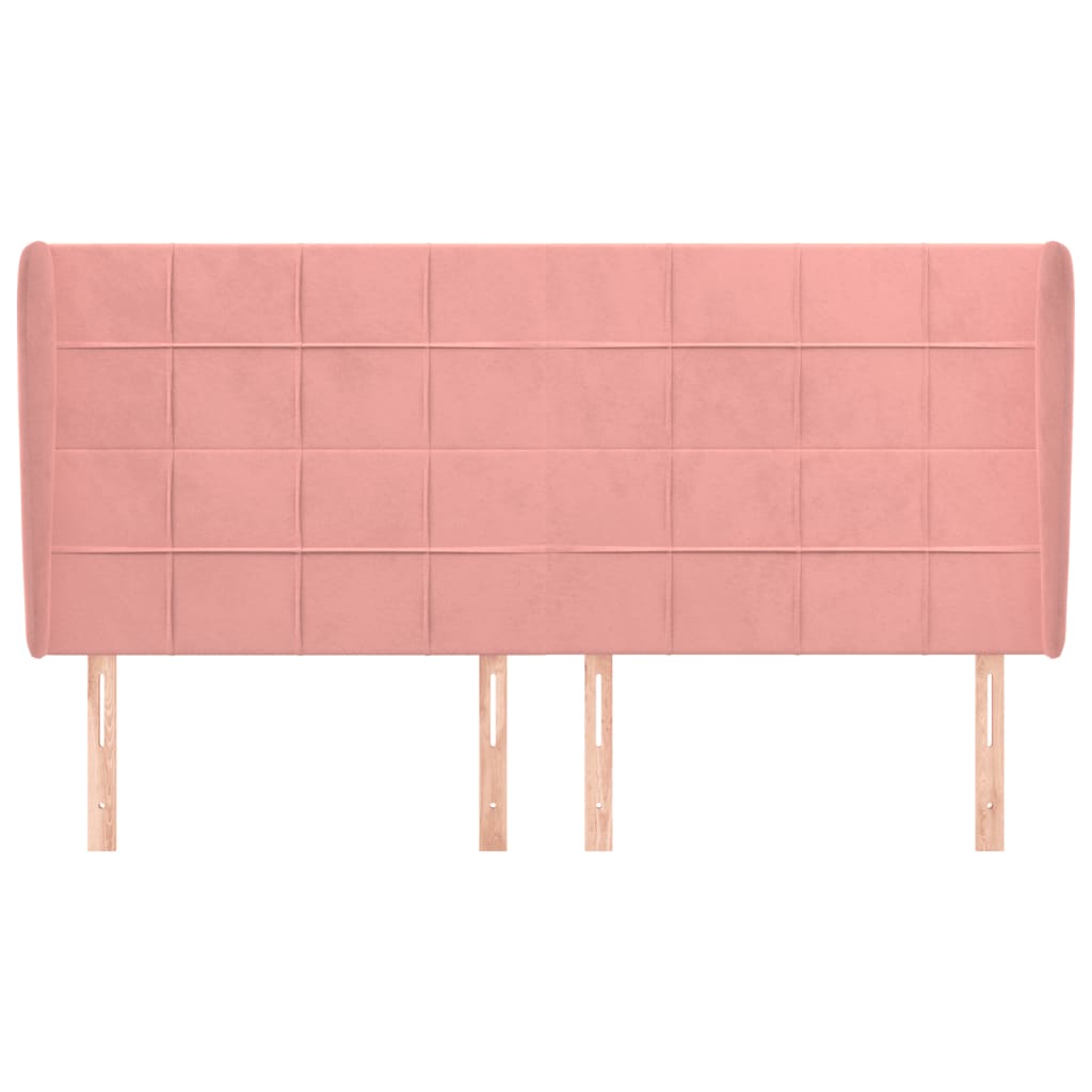 Cabeceira cama c/ abas veludo 163x23x118/128 cm rosa