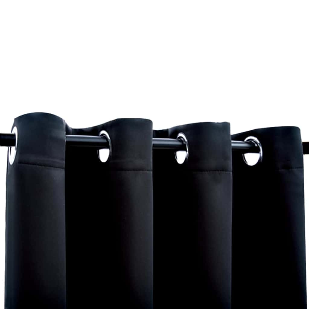 Cortinas blackout com argolas 2 peças tecido preto 137x213 cm