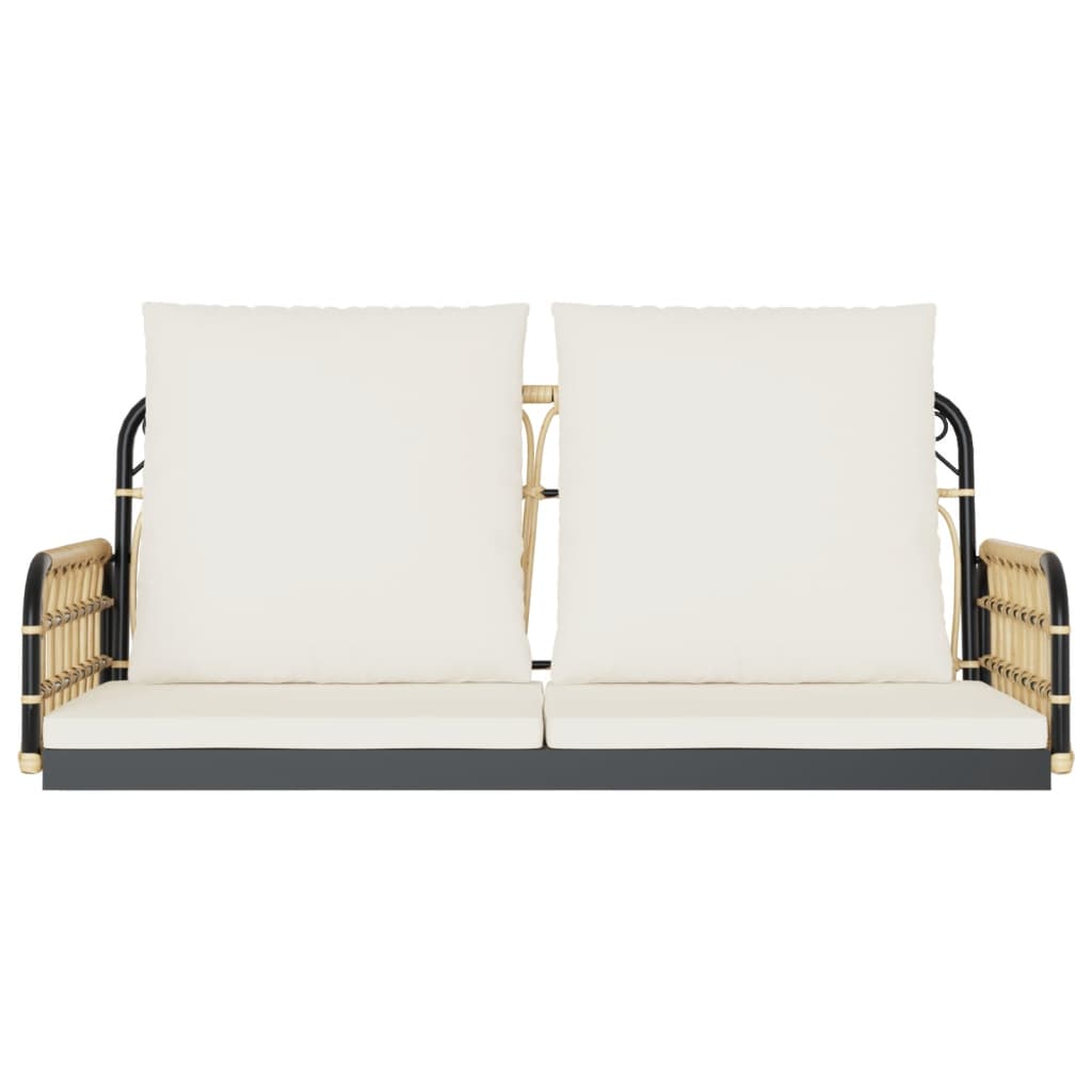Banco de baloiço com almofadões 105x58x38 cm vime PE e aço
