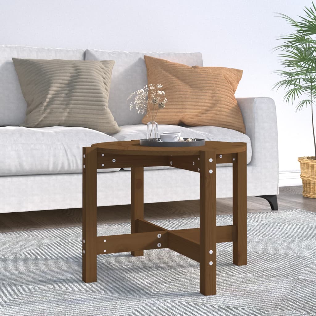 Mesa de centro ø 62,5x45 cm madeira pinho maciça castanho-mel