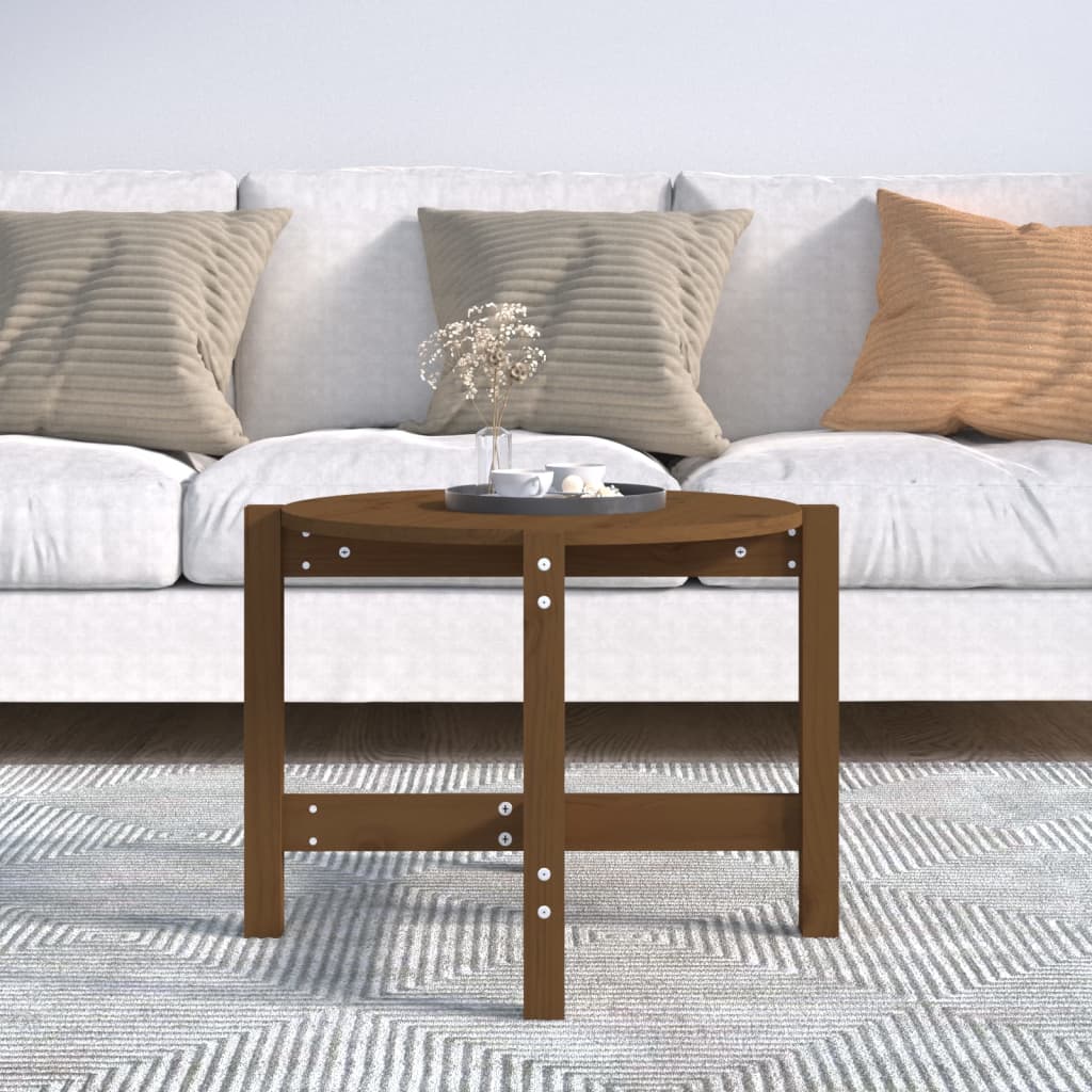 Mesa de centro ø 62,5x45 cm madeira pinho maciça castanho-mel