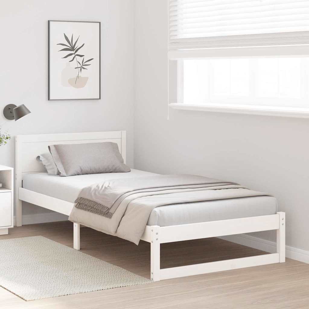 Estrutura da cama com cabeceira branco 100 x 200 cm