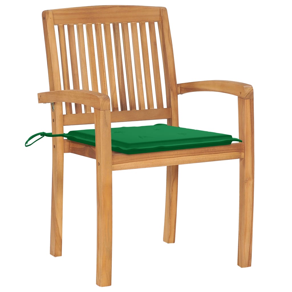 Cadeiras de jardim empiháveis c/ almofadões 4 pcs teca maciça