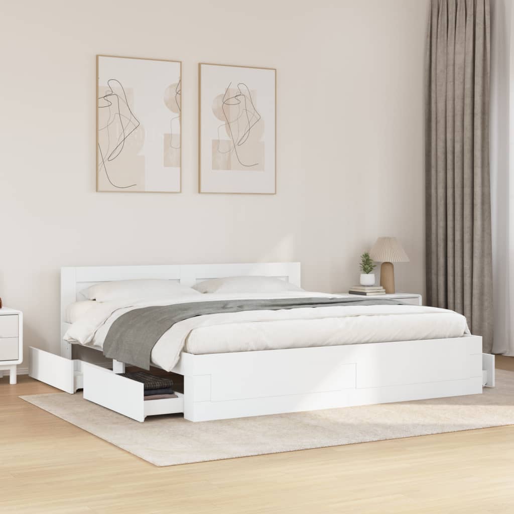 Estrutura de cama c/ cabeceira sem colchão 200x200 cm branco