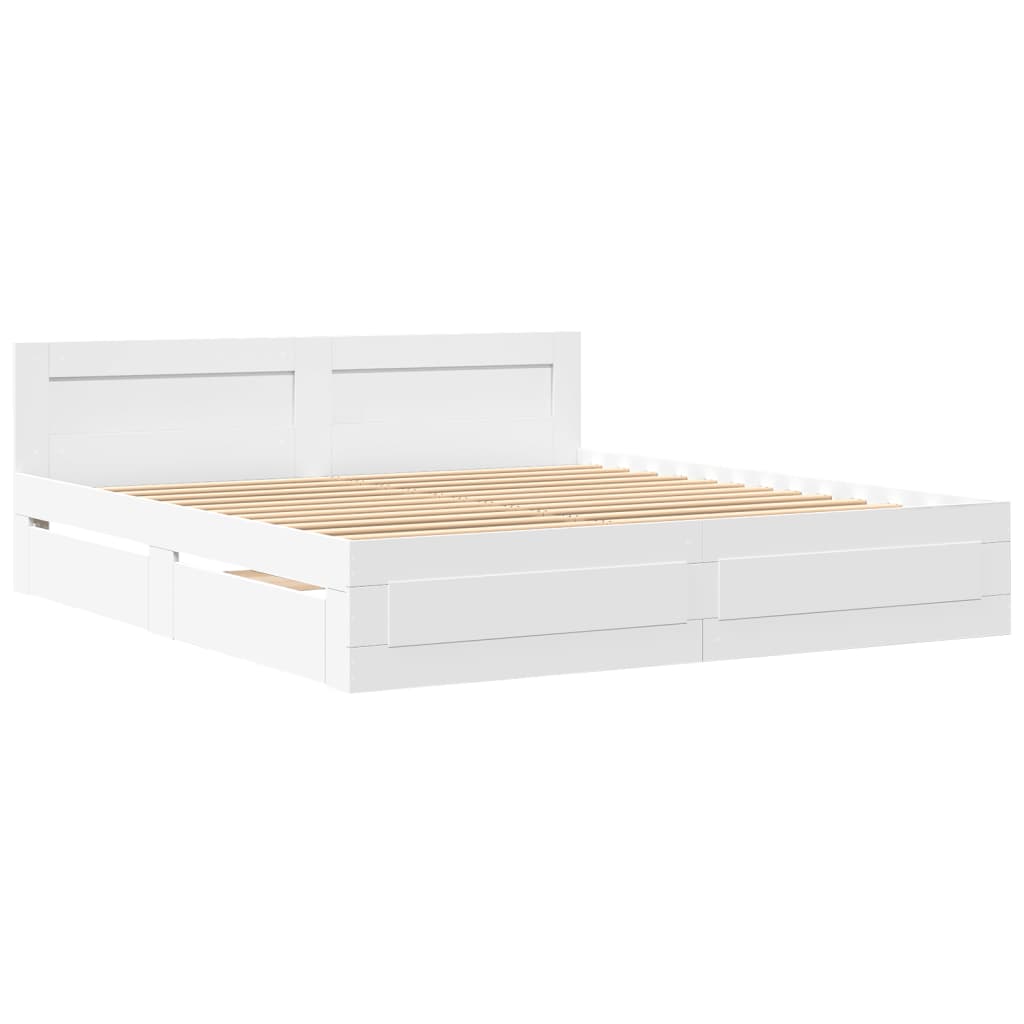 Estrutura de cama c/ cabeceira sem colchão 200x200 cm branco