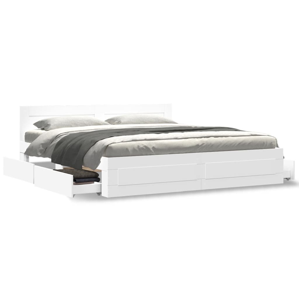 Estrutura de cama c/ cabeceira sem colchão 200x200 cm branco