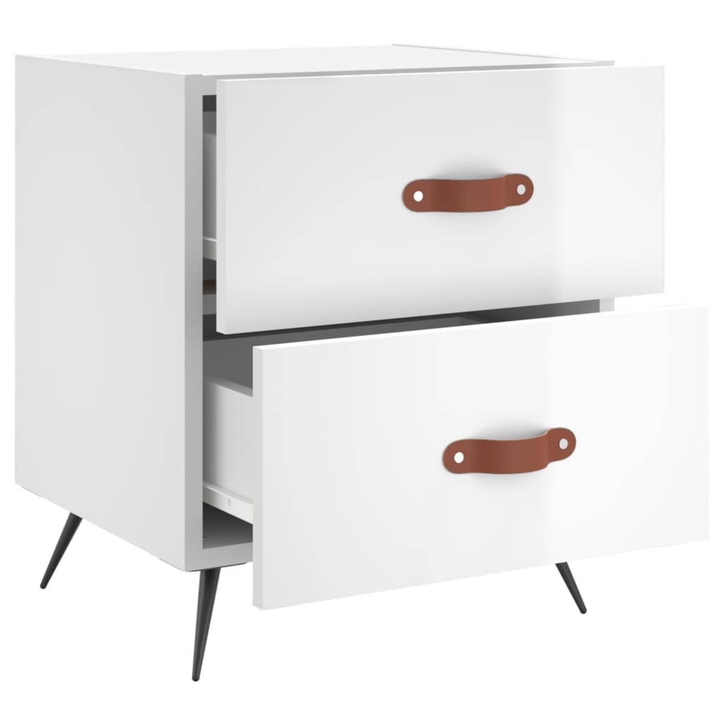 Mesa de cabeceira derivados de madeira branco brilhante