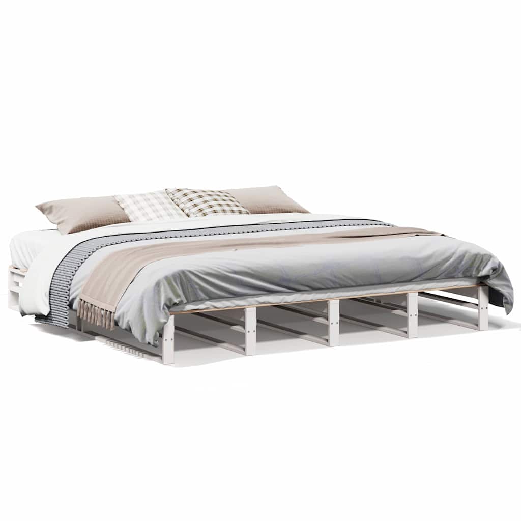 Cama sem colchão 180x200 cm madeira de pinho maciça branco