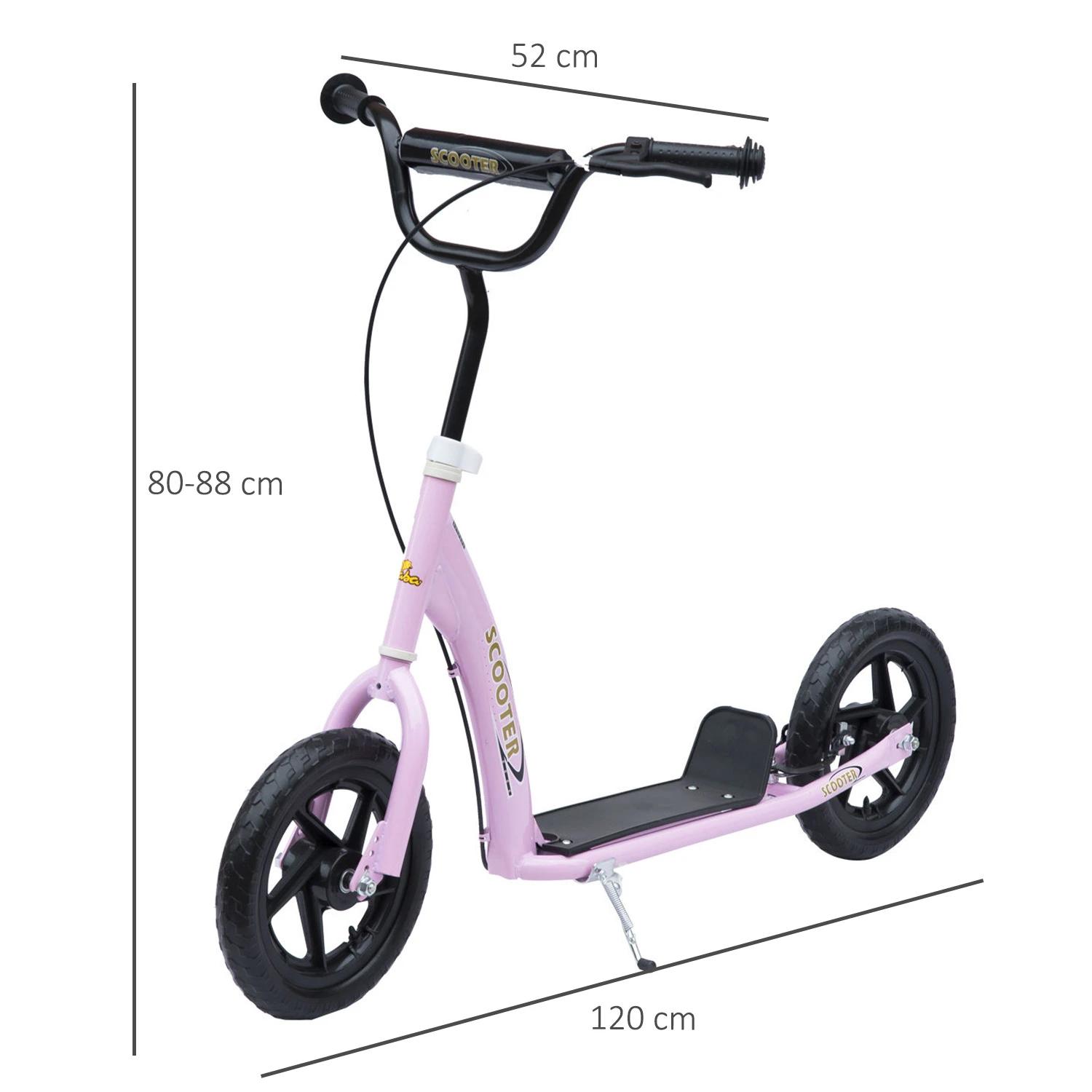Trotinete para Crianças acima de 5 anos Scooter de 2 Rodas Grandes de 12 Polegadas com Freio e Guidão Ajustável em Altura Carga