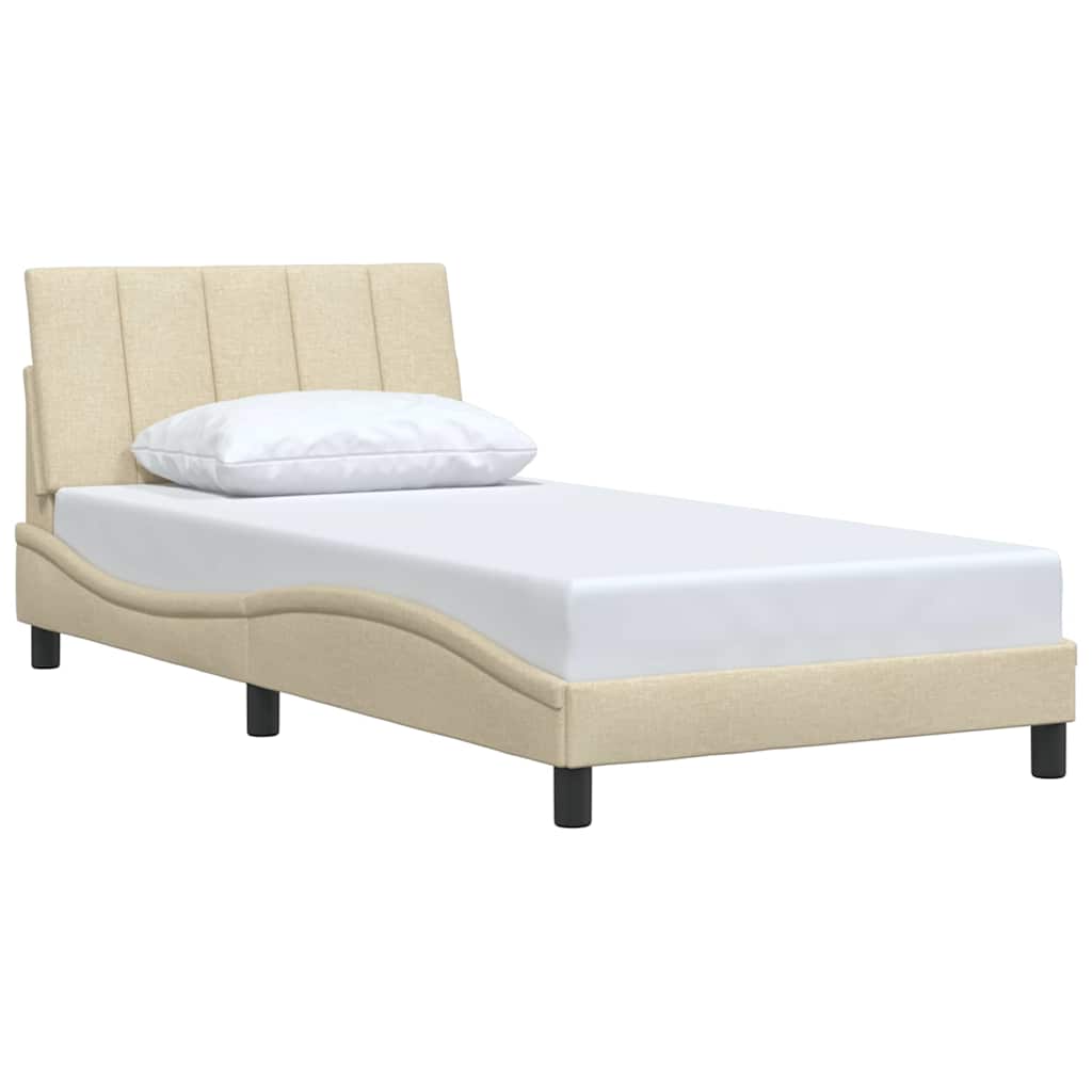 Estrutura de cama sem colchão hanko 100x200 cm tecido cor creme