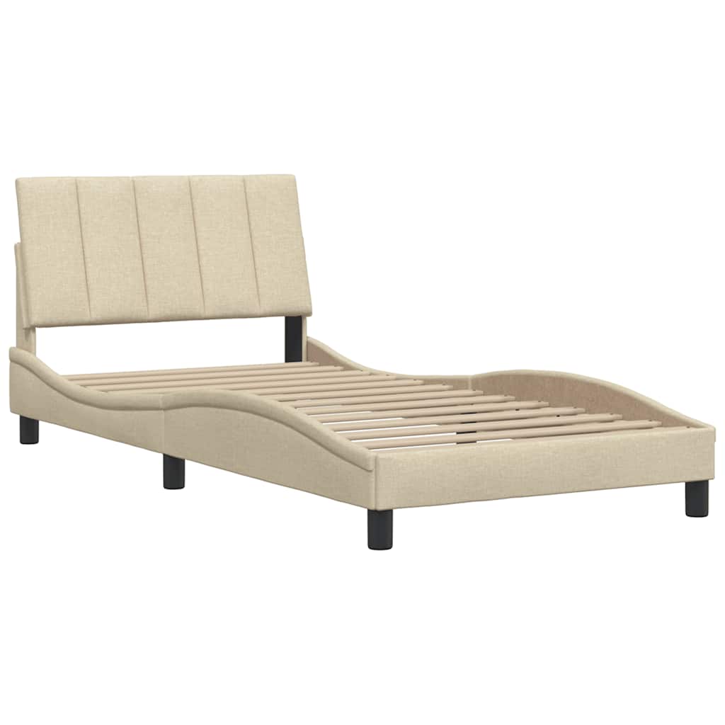 Estrutura de cama sem colchão hanko 100x200 cm tecido cor creme