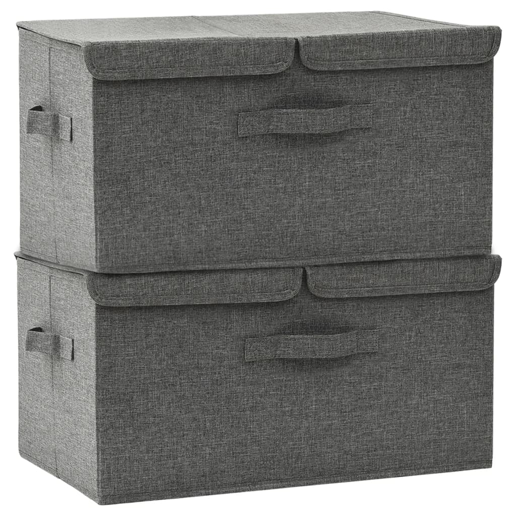 Caixas de arrumação 2 pcs 50x30x25 cm tecido antracite
