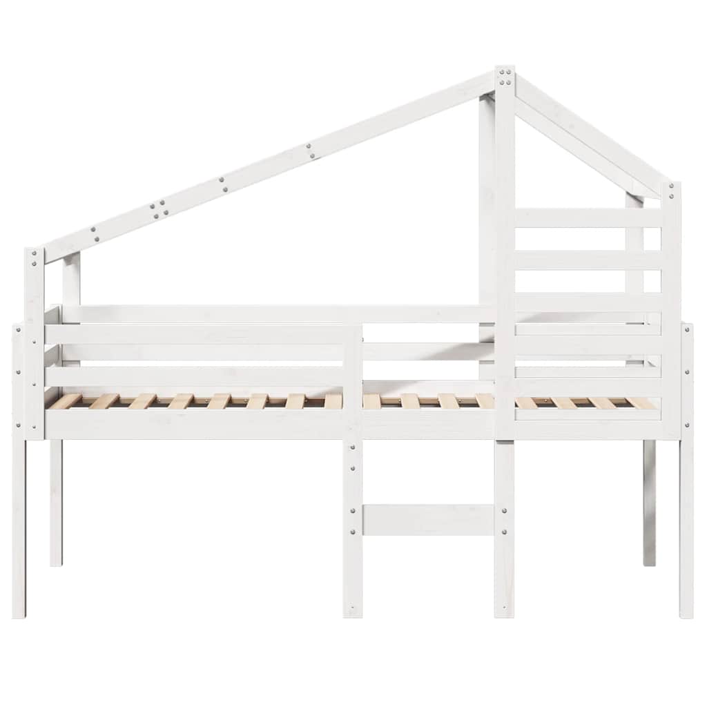 Cama alta com telhado 90x190 cm pinho maciço branco