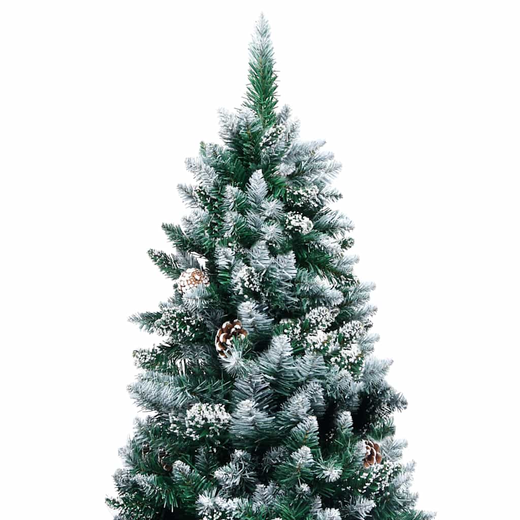 Árvore de natal artificial com pinhas e neve branca 210 cm