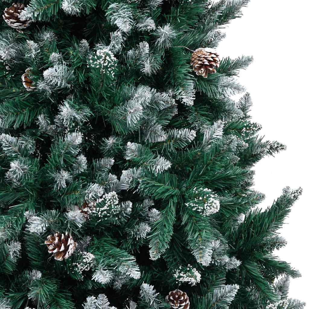 Árvore de natal artificial com pinhas e neve branca 210 cm