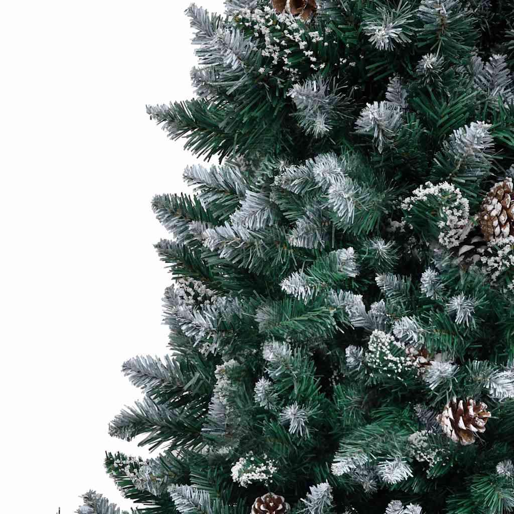 Árvore de natal artificial com pinhas e neve branca 210 cm