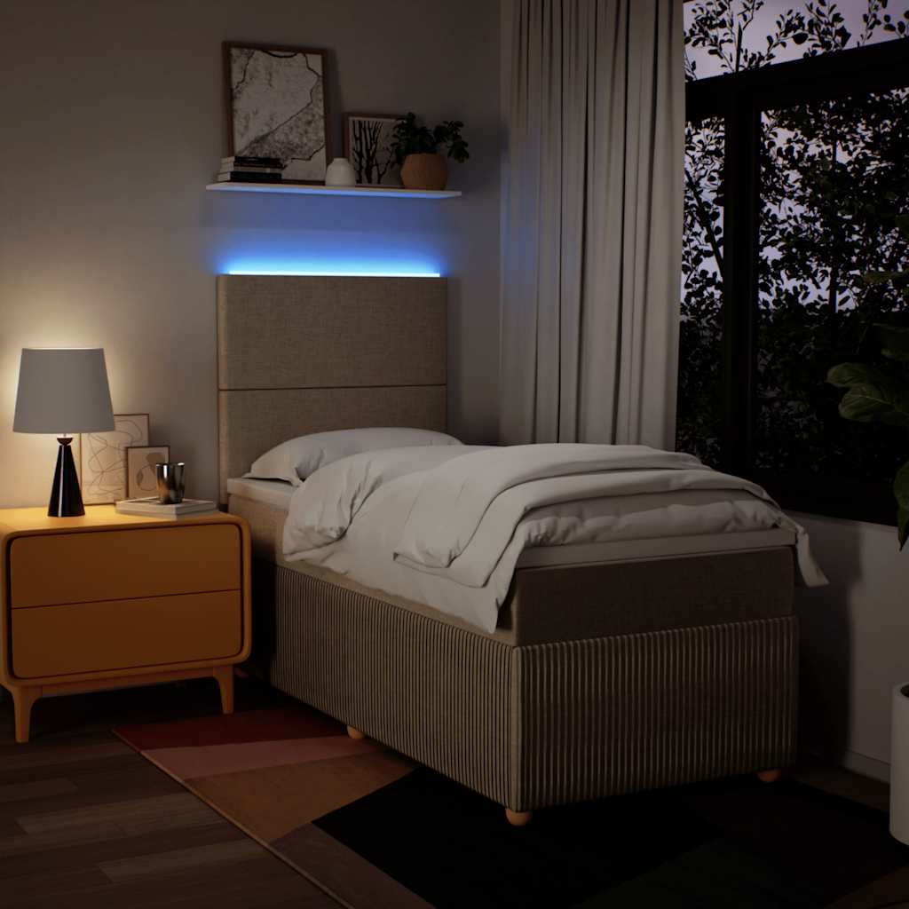 Cama com molas/colchão 90x190 cm tecido cor creme