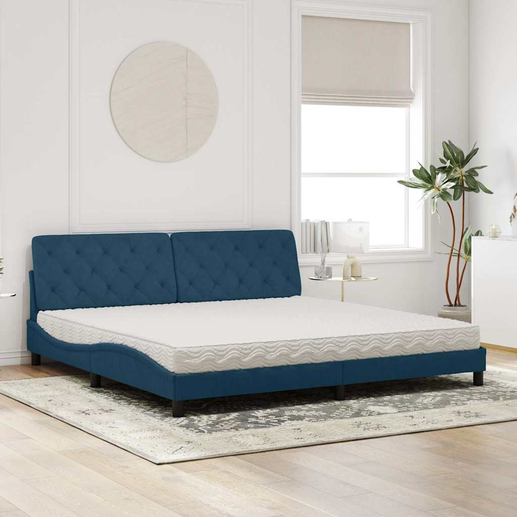 Cama com colchão 200x200 cm veludo azul