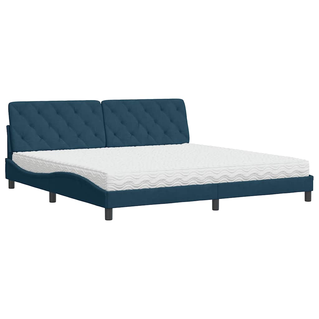 Cama com colchão 200x200 cm veludo azul