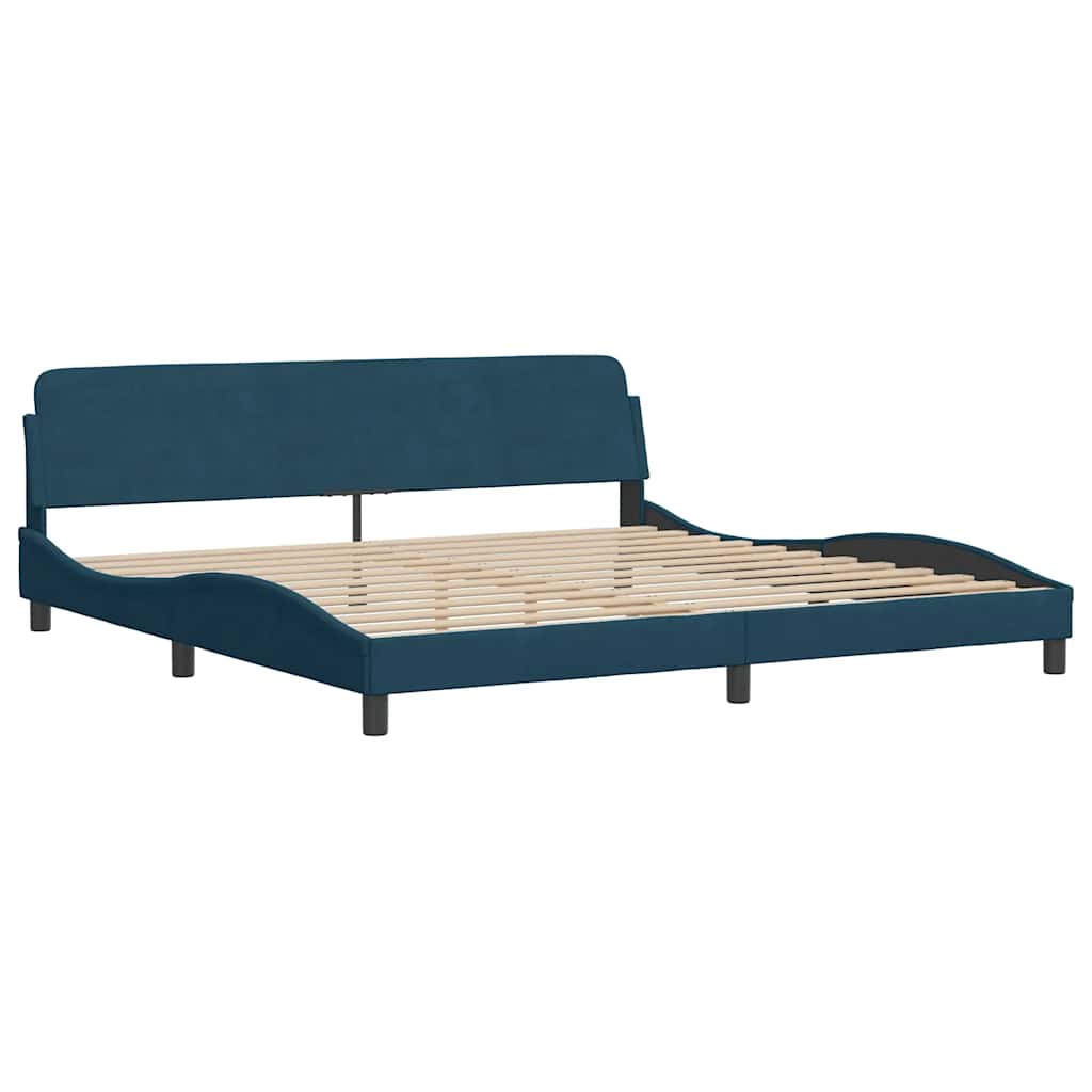 Cama com colchão 200x200 cm veludo azul