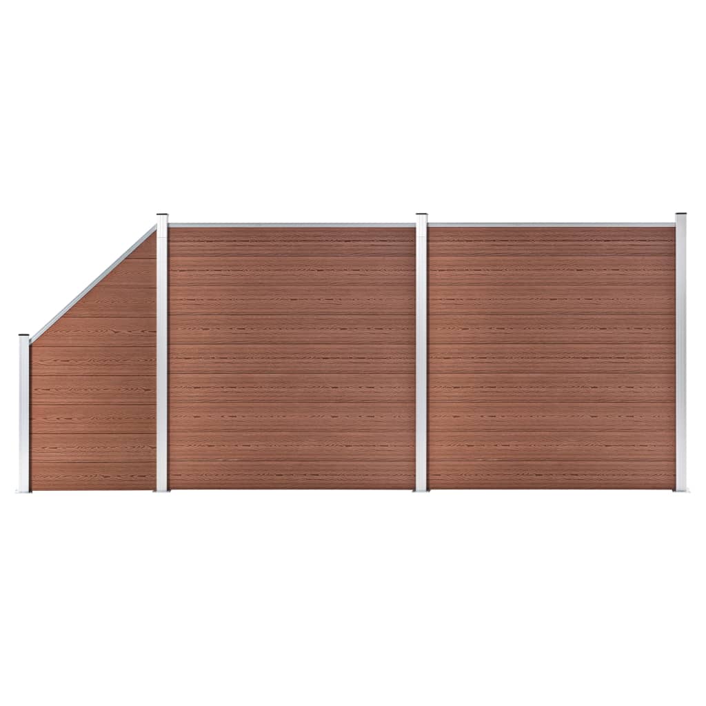 Painel vedação wpc 2 quadrados + 1 inclinado 446x186cm castanho