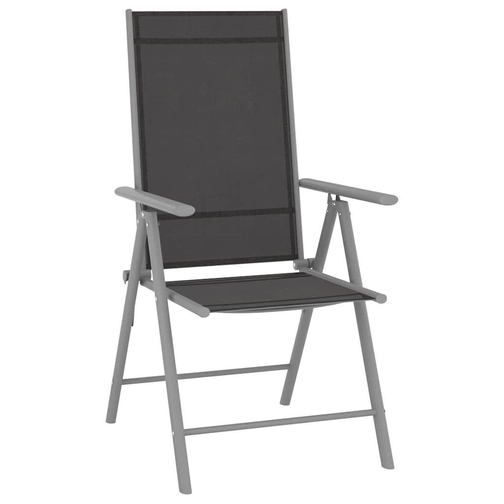 Cadeiras de jardim dobráveis 6 pcs textilene preto