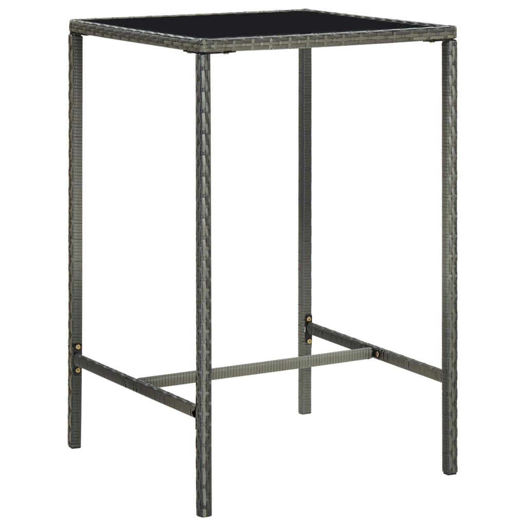 5 Pcs conjunto de bar p/ jardim c/ almofadões vime PE cinzento