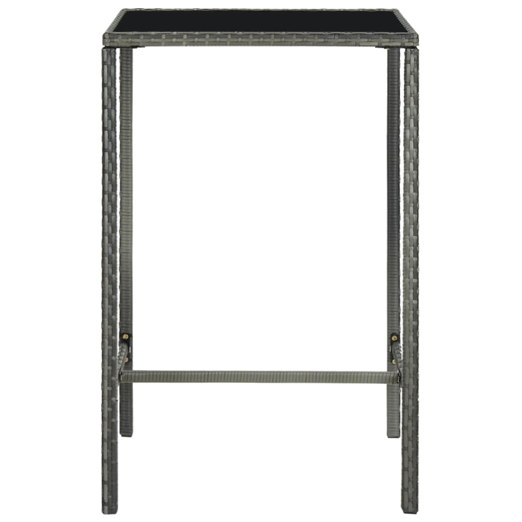 5 Pcs conjunto de bar p/ jardim c/ almofadões vime PE cinzento