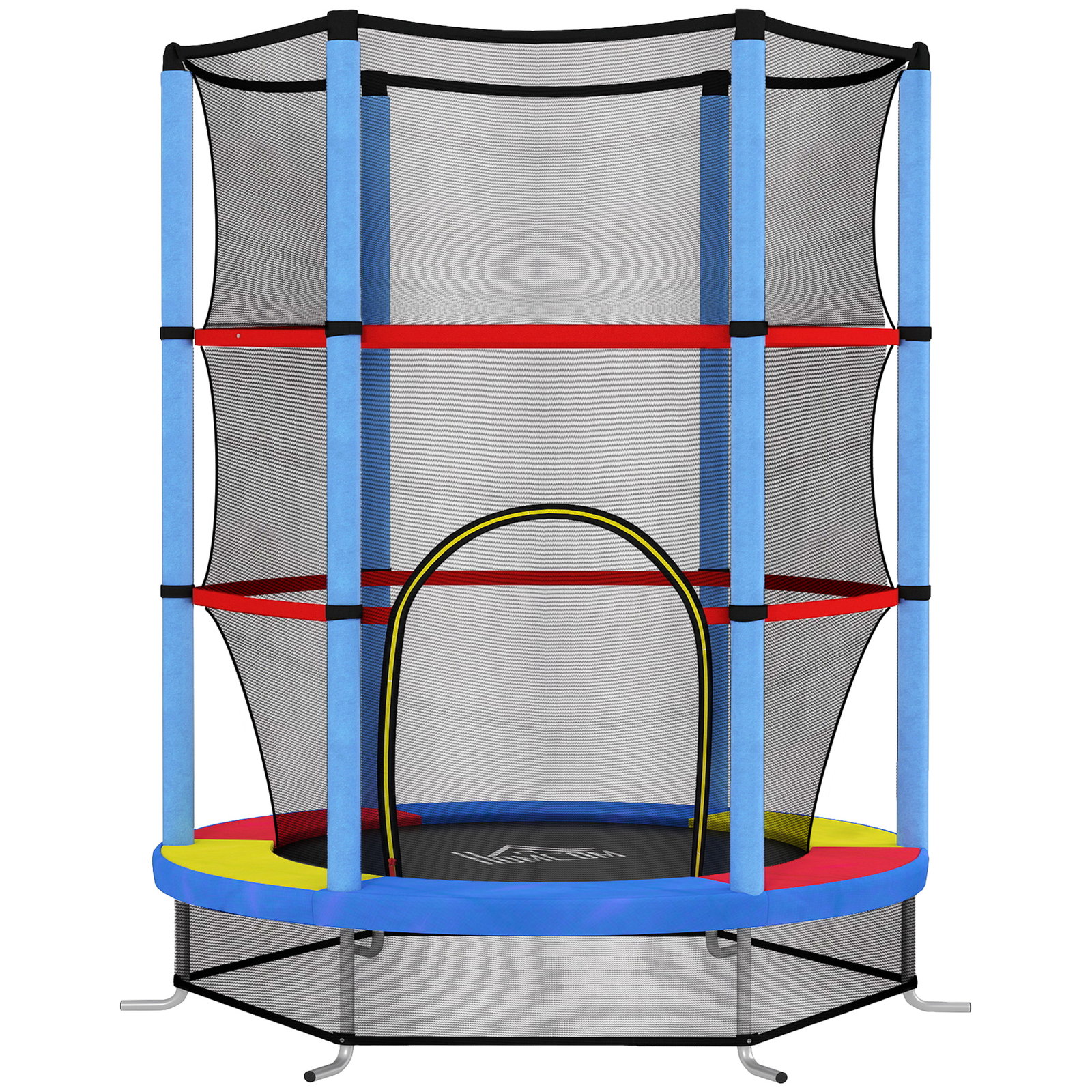 Trampolim infantil ø140x190 cm trampolim para crianças de 3-6 anos com rede de segurança carga 45 kg para interior azul