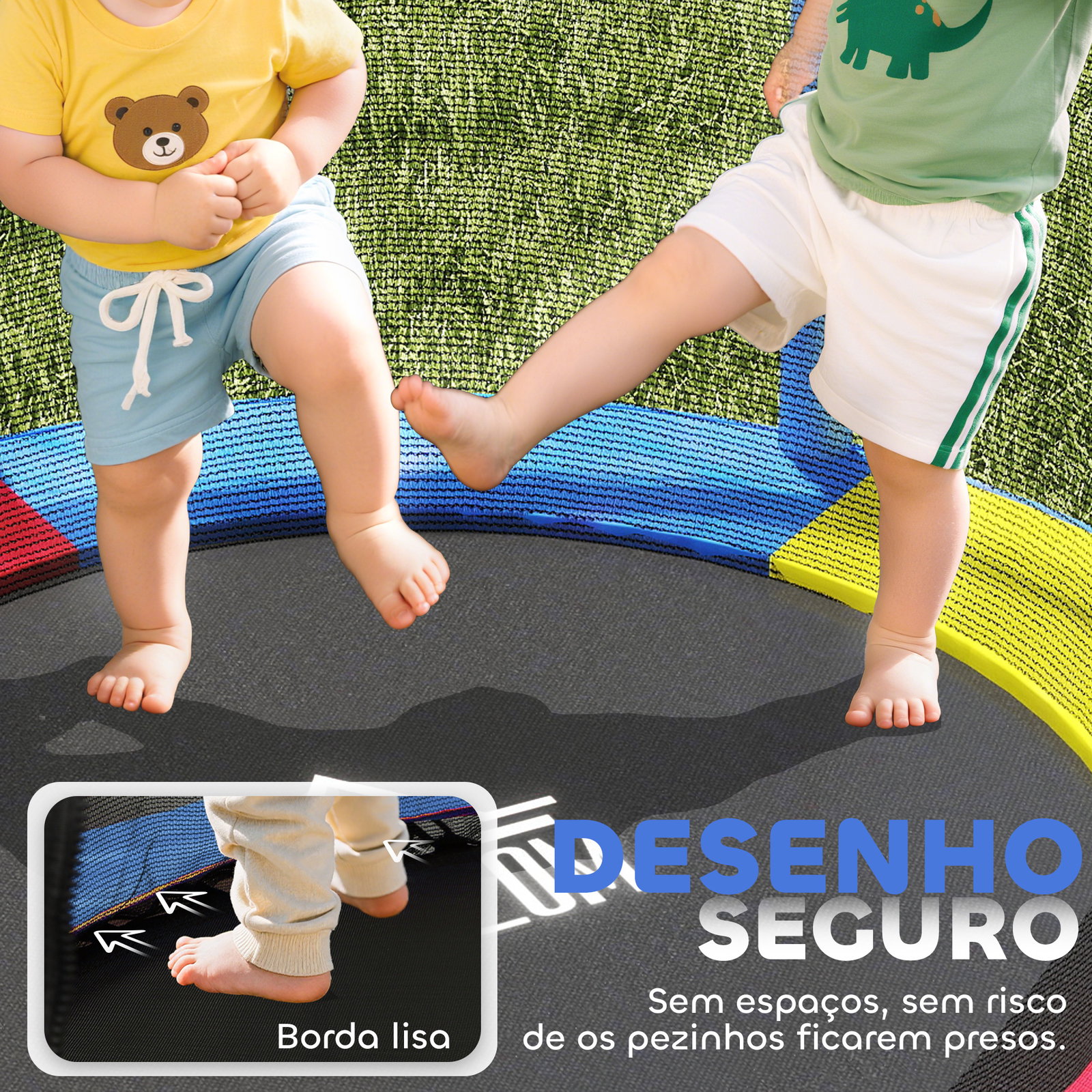 Trampolim infantil ø140x190 cm trampolim para crianças de 3-6 anos com rede de segurança carga 45 kg para interior azul