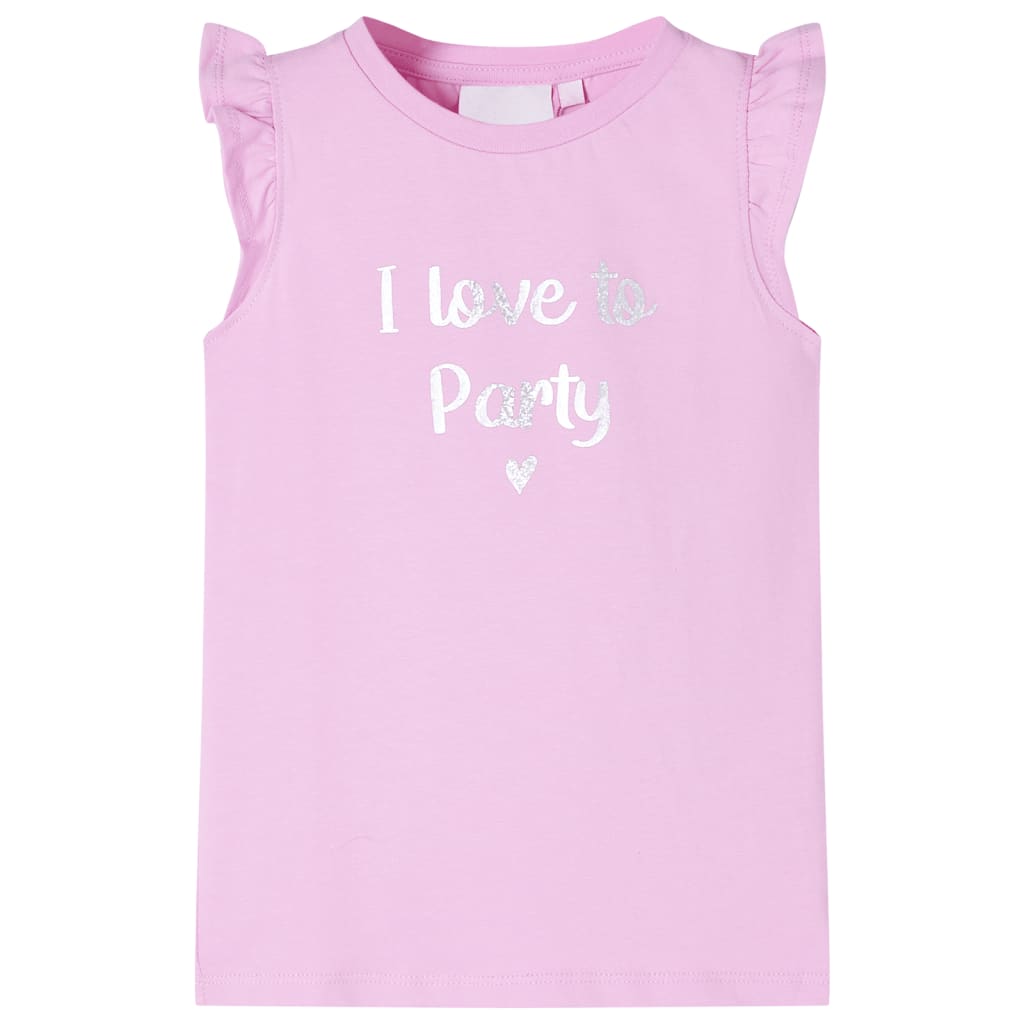 T-shirt para criança manga com folhos lilás 116