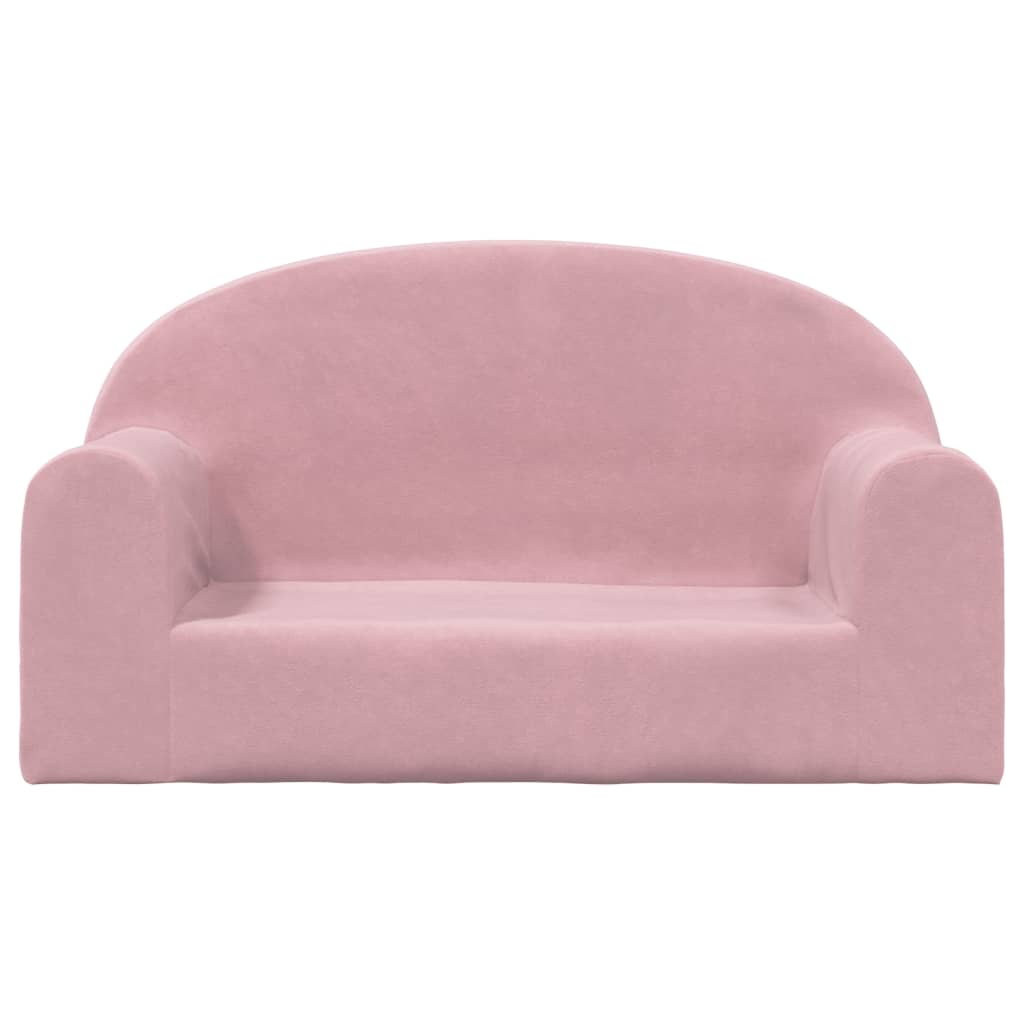 Sofá infantil de 2 lugares pelúcia macia rosa