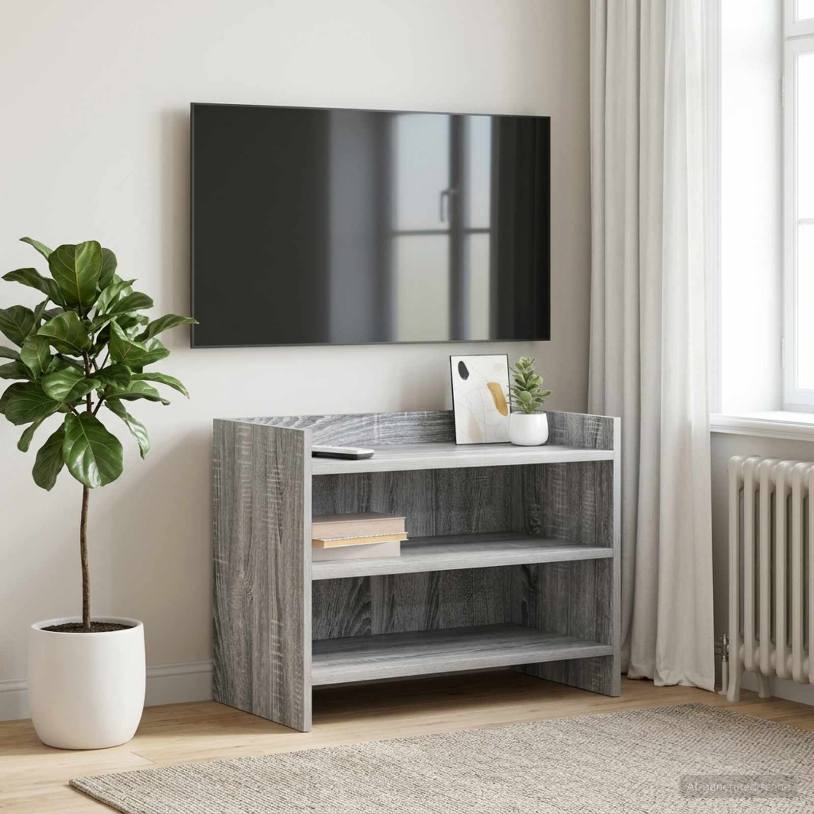 Gabinete para TV 60 x 33 x 47 cm sonoma cinzento