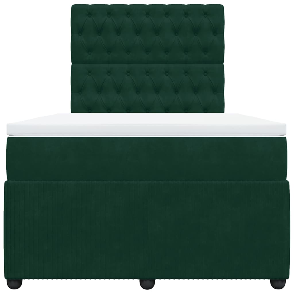 Cama boxspring com colchão 120x190 cm veludo verde-escuro