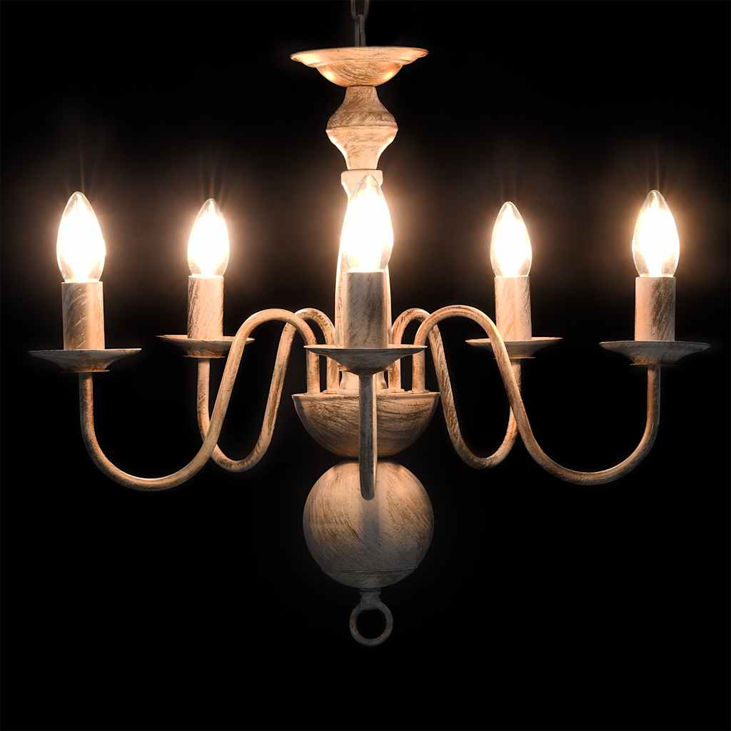 Lustre antigo de 5 lâmpadas e14 branco