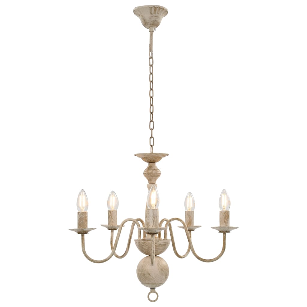 Lustre antigo de 5 lâmpadas e14 branco