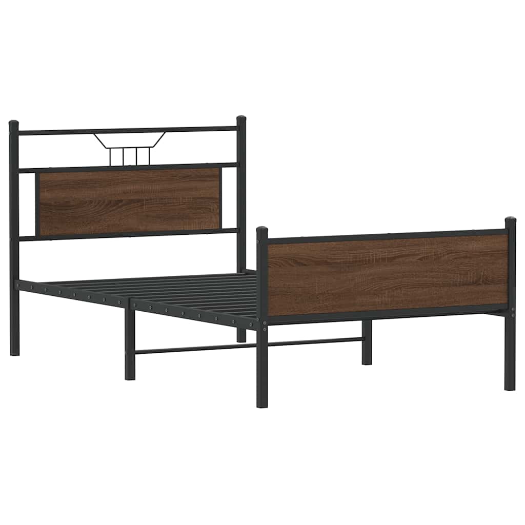 Estrutura de cama sem colchão 107x203 cm carvalho castanho