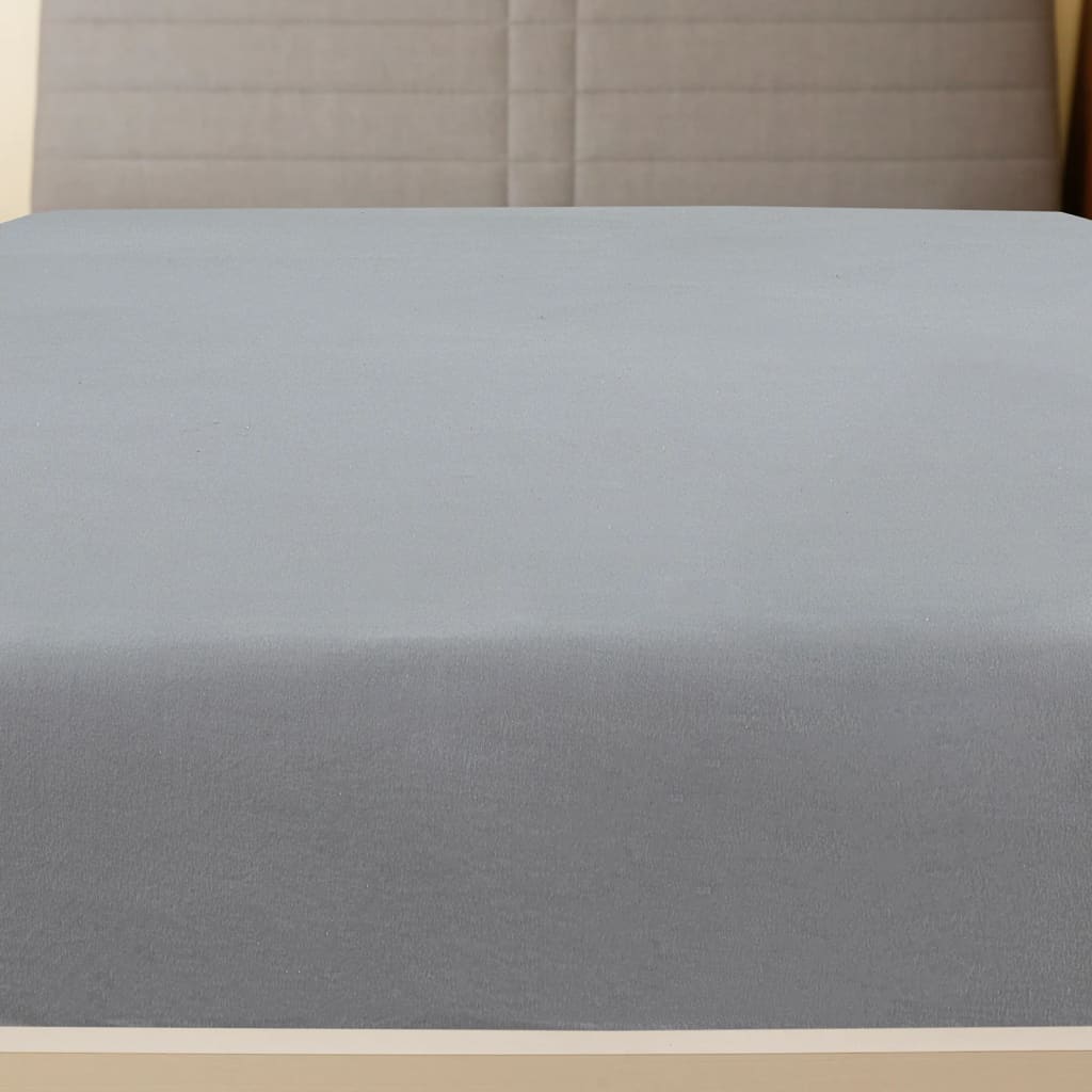 Lençol ajustável 160x200 cm algodão jersey cinza