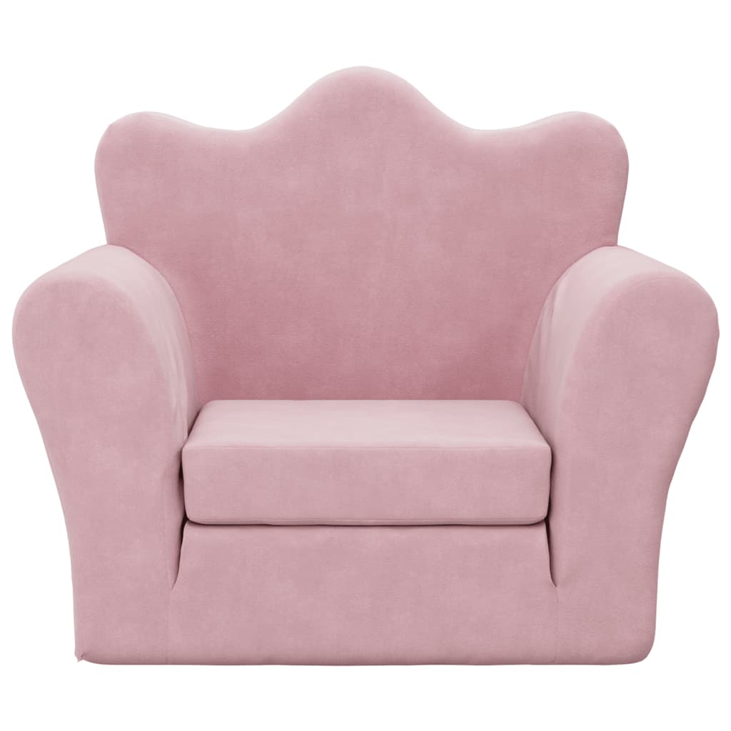 Sofá-cama infantil de pelúcia rosa