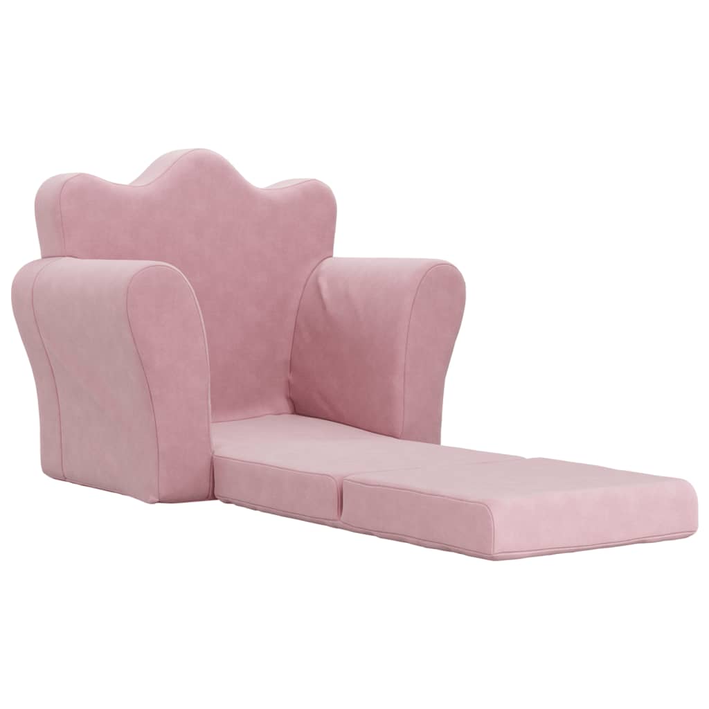 Sofá-cama infantil de pelúcia rosa